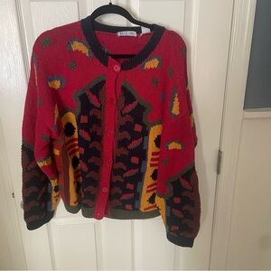 Vintage 90s RTW Ready To Wind Down Multi-Color Cardigan Sweater Medium